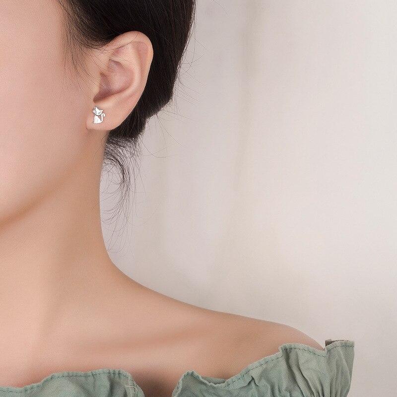 Серьги-гвоздики в виде кошки из стерлингового серебра 925 пробы для женщин, девушек, модные свадебные украшения A188