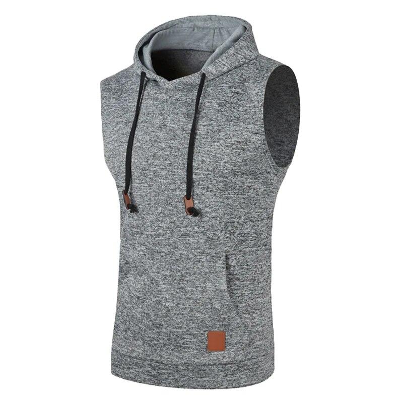 Men Sleeveless Hoodies Fashion Casual Hooded Sweatshirt Men Bodybuilding Tank Top Sporting Shirt Waistcoat Vest Gym