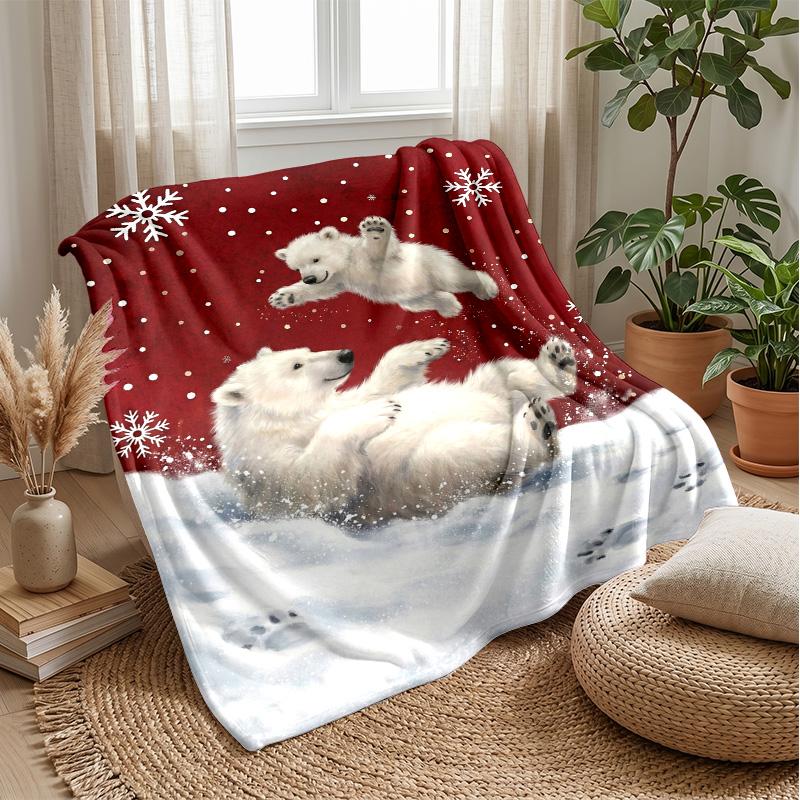 Polar Bear Sleeping on Moon Theme blanket Lightweight Warm Flannel Blanket Decorative Throw Blanket for Home Decoration