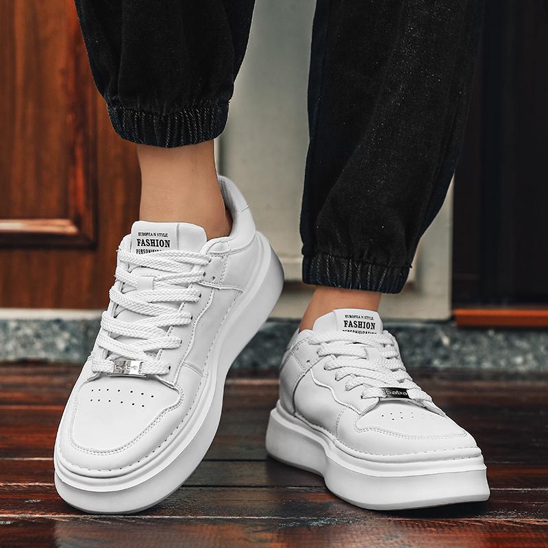 Fashion White Casual Men's Board Shoes Classic Thick Bottom Versatile Style Outdoor Street Walking Daily Youth Sports Quality Shoes