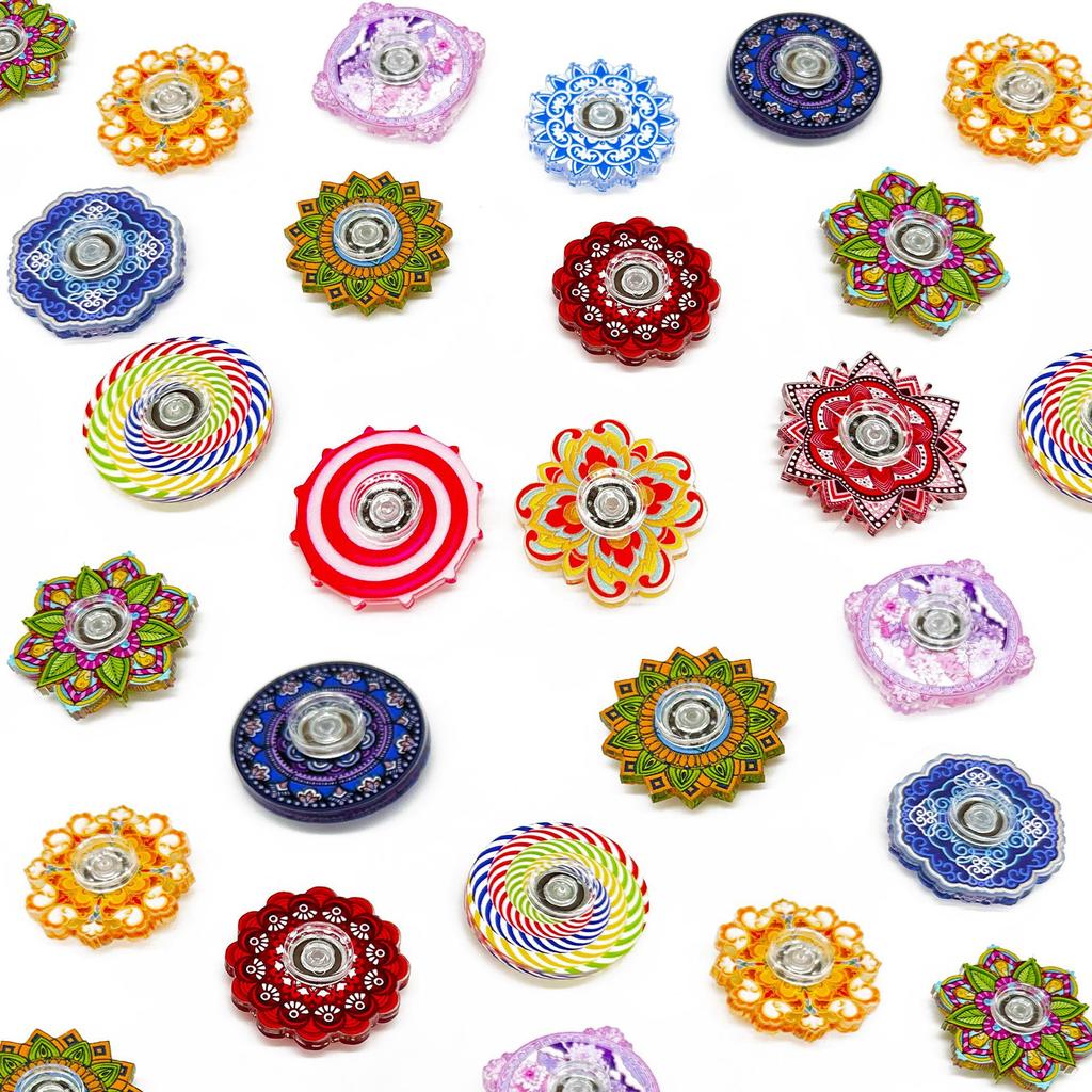 6PCS Colorful Mandala Pattern Small Portable Fidget Spinners Bulk Fun Kids Birthday Party Favors Anxiety ADHD Stress Relief Toy
