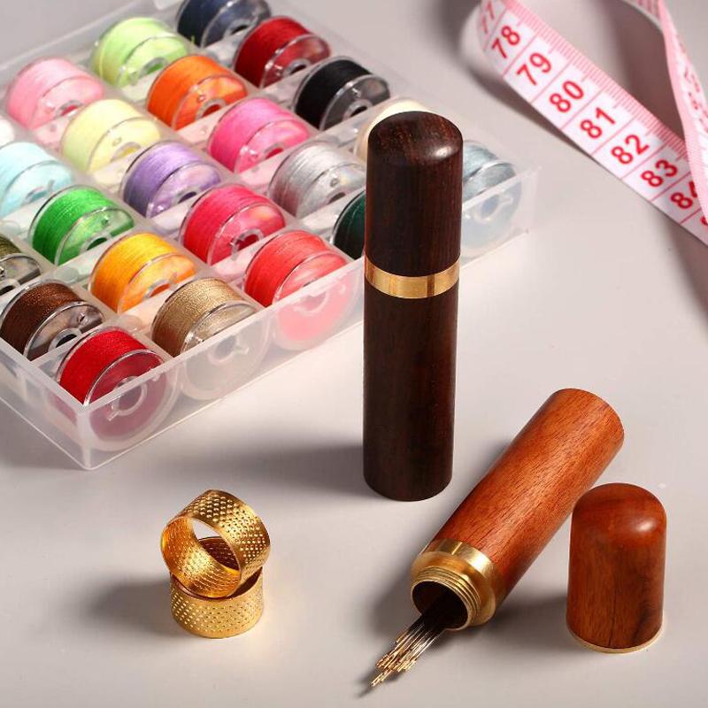 Деревянный ящик для иголок Игольница Ящик для хранения Ящик для хранения инструментов своими руками Контейнер для хранения иголок из черного дерева