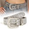 Women's Wide Waistband Shining PU Leather Strap For Western Belt For Girls Y2K Men Rhinestone F B7L6