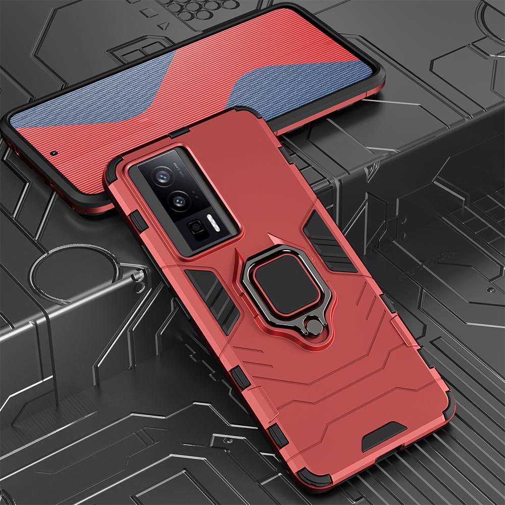 KEYSION Противоударный защитный чехол для Xiaomi POCO F5 Pro, силиконовый + ПК, металлическое кольцо-подставка, чехол для телефона Redmi K60 Pro