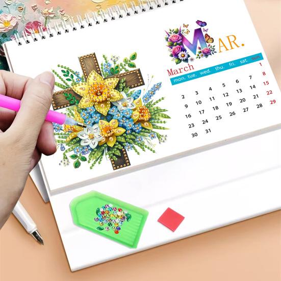 2026 Сделай сам настольный календарь Настольный календарь с алмазной мозаикой Стоящий месячный календарь-планировщик