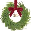 1/2Pcs Mini Christmas Wreath with Red Bow Bells Artificial Norfolk Pine Hanging Wreath Holiday Party Cabinets Window Stairs Railing Chairs Decoration