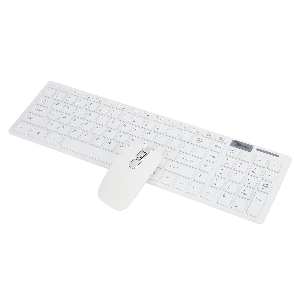 Wireless Keyboard and Mouse Set with FN+Multimedia Buttons, 10m Remote Connection, White