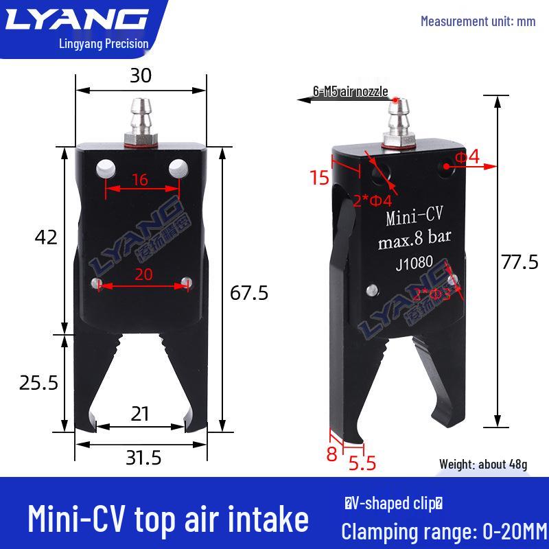 Pneumatic Mini Grippers: A/B/C/E Robot Arm Clamps for Injection Molding (J1060/J1080).