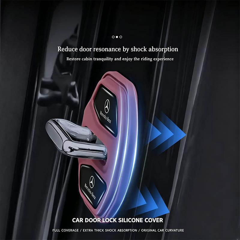 TVE4 4Pcs Silicone Car Door Lock Buckle Protector Cover For Mercedes Benz AMG W204 W213 W205 W211 W176 W164 W168 W206 W214 W220 W108