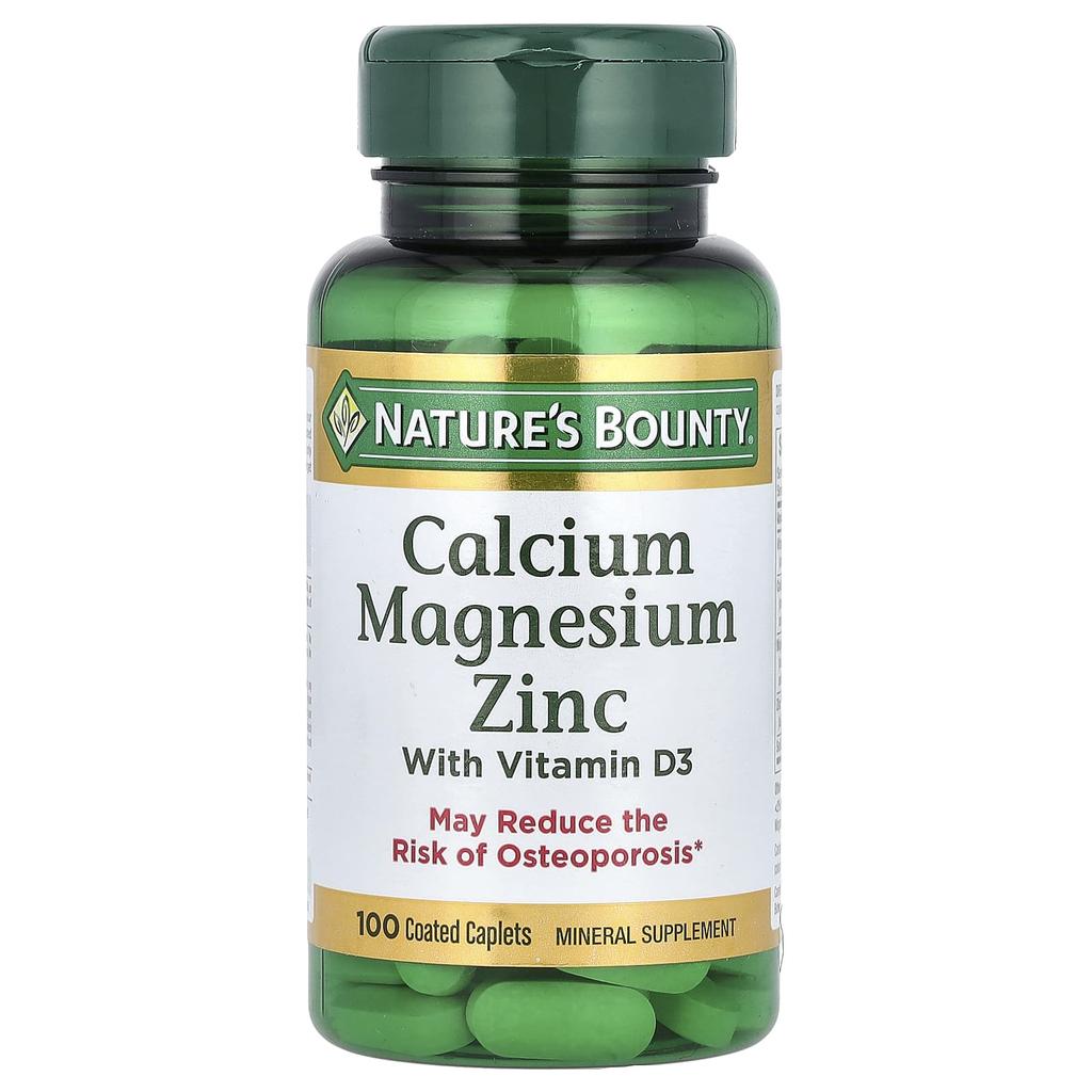Nature's Bounty Calcium Magnesium Zinc, Vitamin D3, Coated Tablets, 100 Tablets