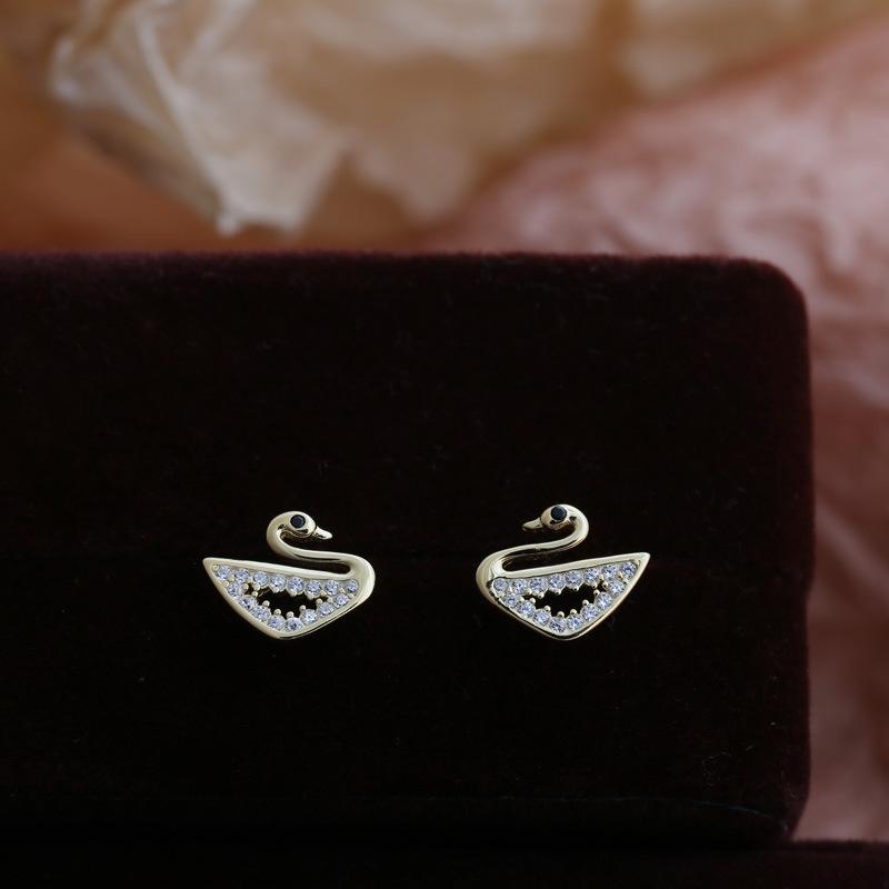 Серьги-лебеди с бриллиантами для женщин, легкие, роскошные, универсальные, модные, свежие, корейские, элегантные и высококачественные серьги