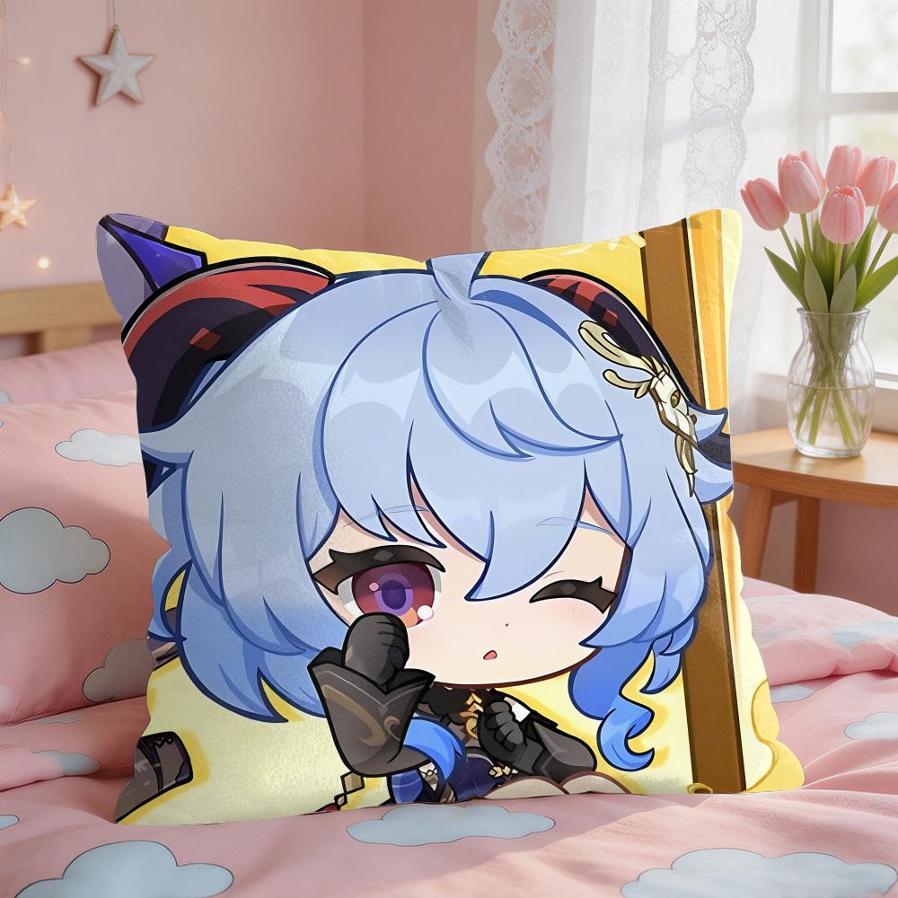 Ganyu Cute Genshin Game Cushion Cover Short Plush Pillow Case Room Sofa Cushion Covers Home Decor Funda