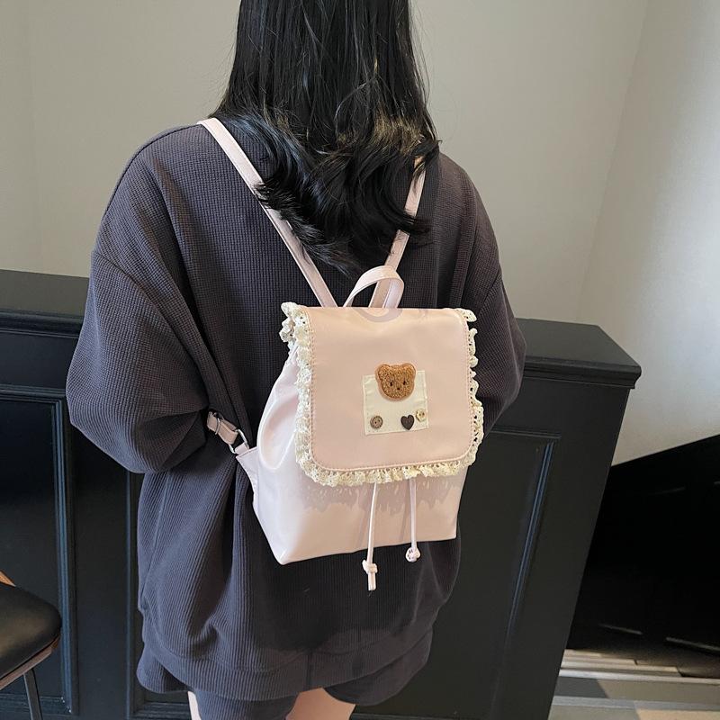 Cute Girls Backpack Women's 2025 Summer New Fashion Commuter Class Schoolbag Large Capacity Bear Backpack