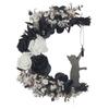 Handmade Artificial Moon Cat Garland Halloween Cat Door Wreath Halloween Door Wreath for Home Party Window Wall Indoor Outdoor