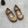 Johnature Retro Genuine Leather Women's Shoes Casual Round Toe Thick Soled Shallow Flat Shoes