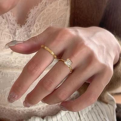 Простое кольцо с бриллиантом для женщин, с легким роскошным и нишевым дизайном, универсальное кольцо на указательный палец, ощущение высокого класса, изысканное кольцо с регулируемым отверстием
