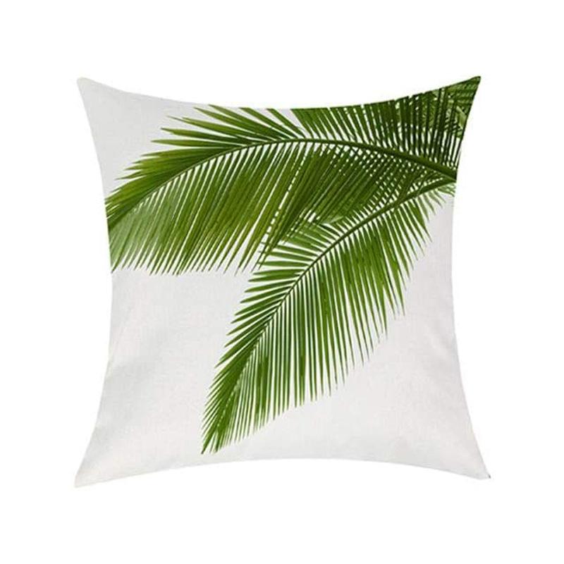 Simple Modern Green Leaves Tropical Plant Series Linen Pillowcase Nordic Small Fresh Style Cushion Cover
