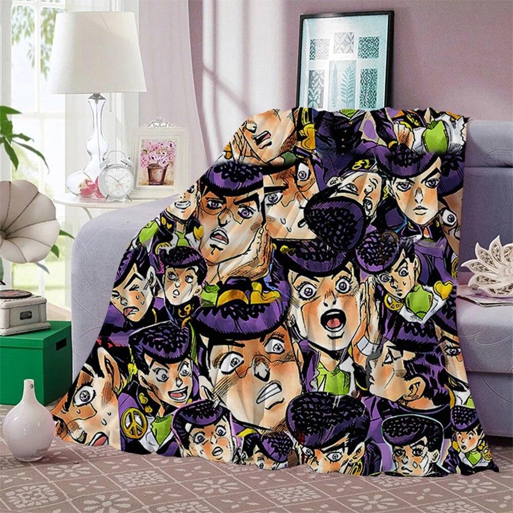 Фланелевые одеяла японского аниме «JoJo Bizarre Adventure» с принтом для детей и взрослых, одеяло, диван, путешествие, одеяло для студентов-подростков