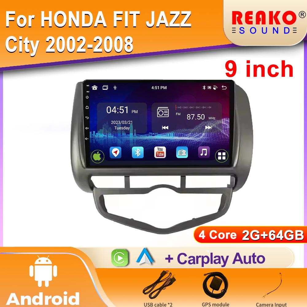For HONDA FIT JAZZ City 2002-2008 Car Radio Wireless Android Auto GPS Navigation Multimedia Video Player Stereo WIFI 2din DVD