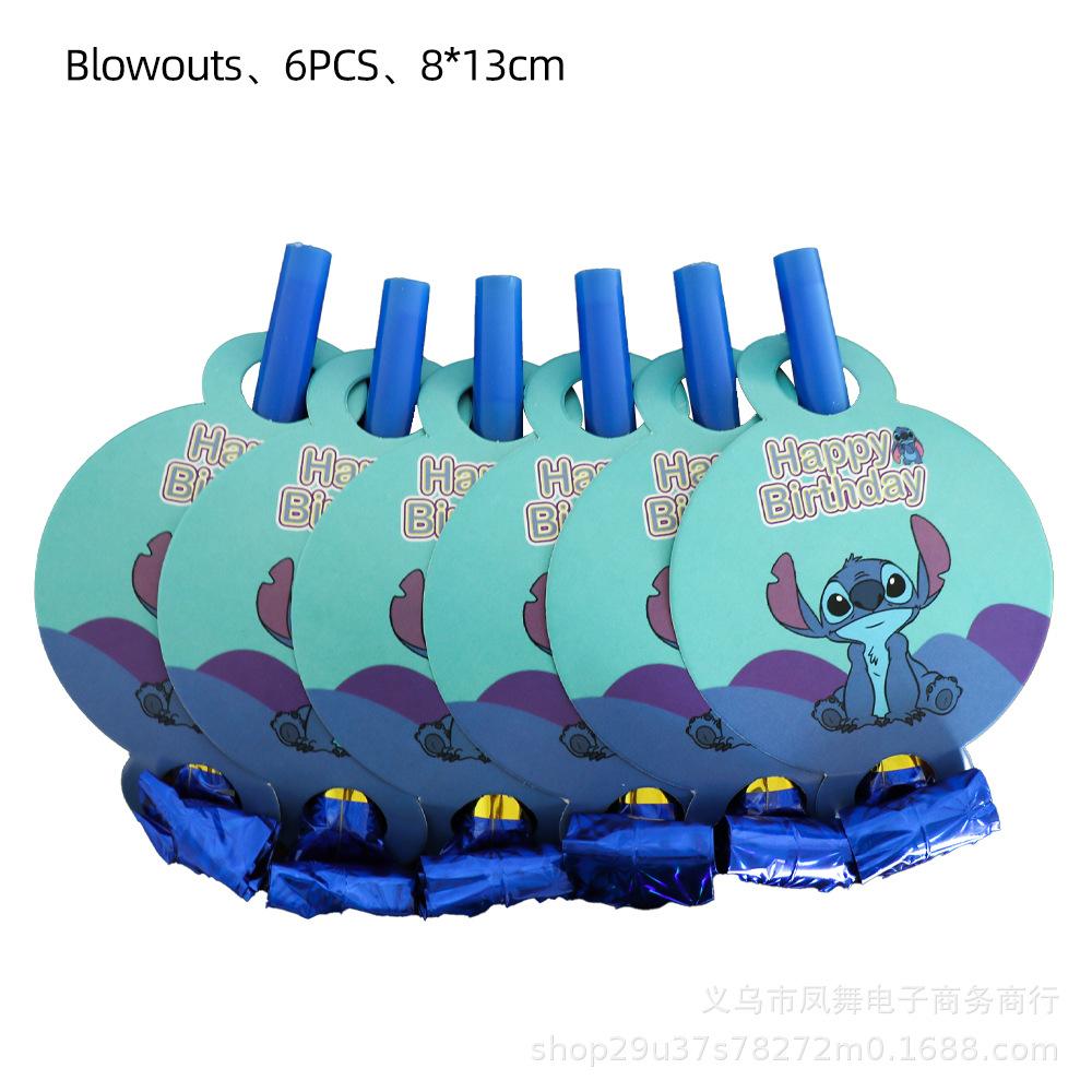 Пятнистый Синий Стич Украшения для Вечеринки Синяя Звезда Детская Бумажная Тарелка Бумажный Стакан Флаг Коробка для Конфет