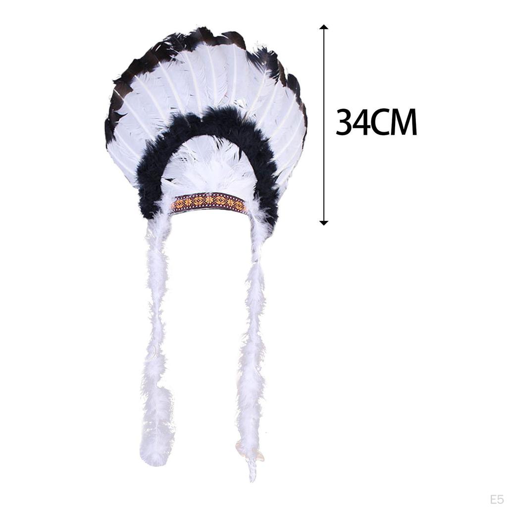 American Chief Indian Hat Feather Headdress Head Accessories Headpiece Headband Headwear for Party