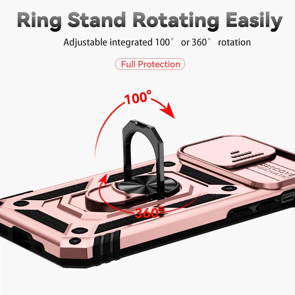 Army Push Window Shockproof Phone Case For iPhone14 13 12 11 Pro Max X XR XS 7 8 Plus Magnetic Ring Holder Military Rugged Cover