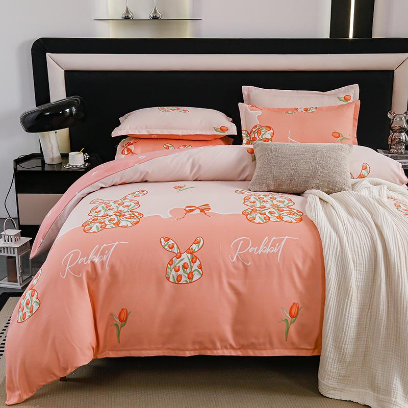 Комплект из четырех предметов из плотного хлопка с потертостями, комплект из 4 простыней и одеял, комплект из трех предметов для общежития