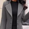 Женский шерстяной пиджак с отложным воротником, однобортное пальто, приталенное, с длинными рукавами, для поездок на работу, свиданий, весна, осень, зима