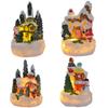 Resin House Statue Light Creative Miniature Figurine Sculptures Santa Claus Snowman Lamp  Festival