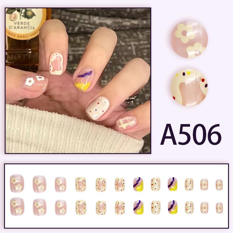 2024 Gentle, sweet, fresh, high-end, simple, printed, fashionable wearable manicure