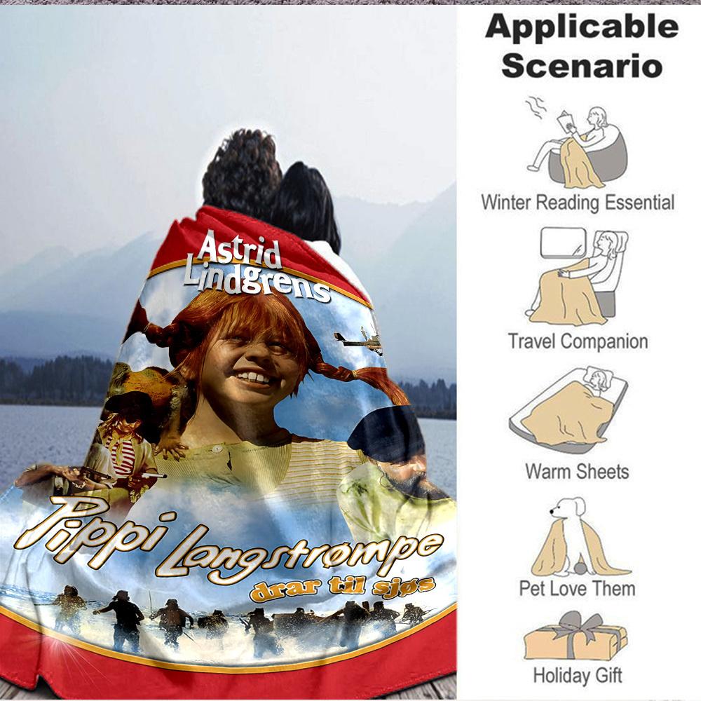 1pc Pippi Longstocking Blanket Soft All Season Throw with Vibrant Design, Perfect for Home, Travel, and Gifts, Ideal for Naps and Camping