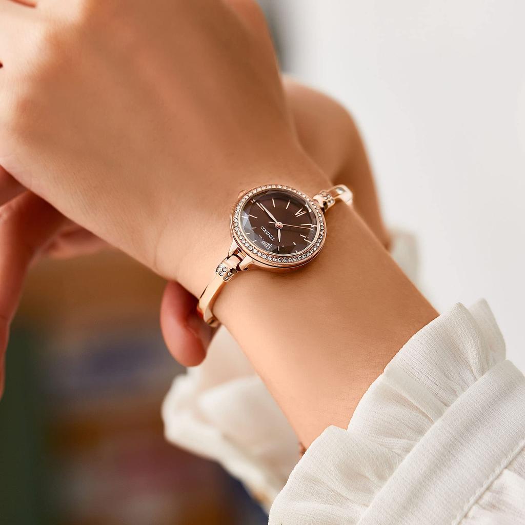 Часы Time100 Polyhedral Japanese Bracelet Adjustable 30M Water Watch Womens Watch, Glass, Quartz, Type, Band, Resistant, Womens (коричневый)