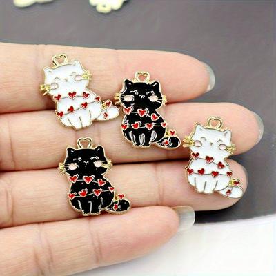 Кошка Сплав Эмаль Металлические Шармы Милые Подвески DIY Ожерелье Браслет Серьги Брелок Подарок на День Святого Валентина