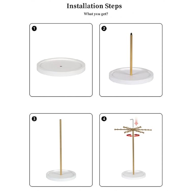 Премиальный золотой металлический держатель для украшений 48 крючков вращающийся дисплей органайзер для ожерелий серег ключей современные домашние декоры решение для хранения