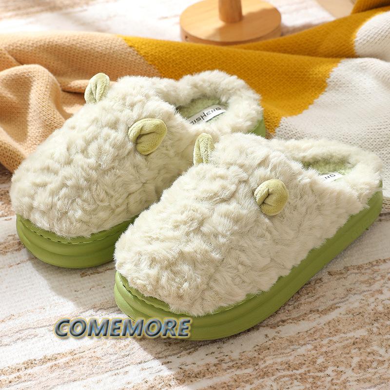 Women's Slippers Cartoon 2025 Winter New Home Couple Warm Non Slip Plush Cotton Thick Soled Floor Anti Cold Slippers Large Size