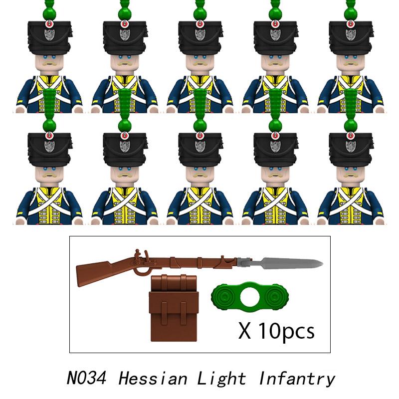 10 шт. Наполеоновские войны военные солдаты строительные блоки мини фигурки WW2 французские британские винтовки фузилеров оружие игрушки для детей