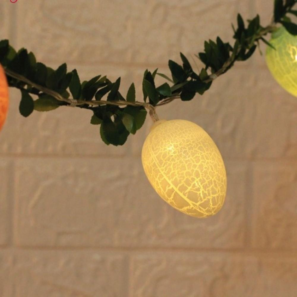 Luminous Easter Egg Wreath 2M 10 LED Lights Easter Twig Garland Waterproof Crack Easter Egg Artificial Easter Lights String