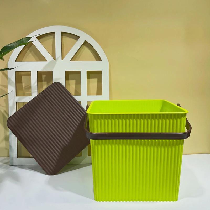 Large Plastic Bucket with Lid Stool Kindergarten Laundry Toys Storage Bucket Thickened Outdoor Fishing Bucket