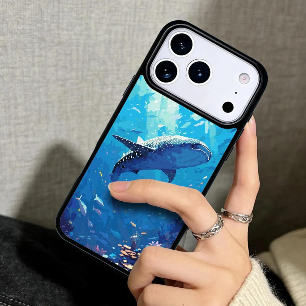 Чехол-бампер для iPhone 17 Air 16 Pro Max 15 Plus 11 13 Mini 14 12 Задняя крышка телефона Летающий кит Магический