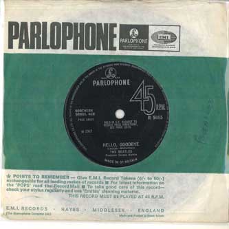 7-дюймовая пластинка BEATLES  Hello Goodbye  I Am The Walrus R5655 PARLOPHONE 1967 UK Rock Б/у