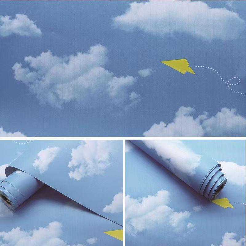 Обои 3D Голубое небо Самоклеящиеся Сделай сам Домашний декор Водонепроницаемые Наклейки на стену Фон для гостиной Фреска Отклей и приклей
