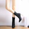 Ladies Mid Calf Shoes Pointed Toe Elegant Heeled High Heels New In Women's Half Boots Chic Comfortable Large Size Warm 2024 Work