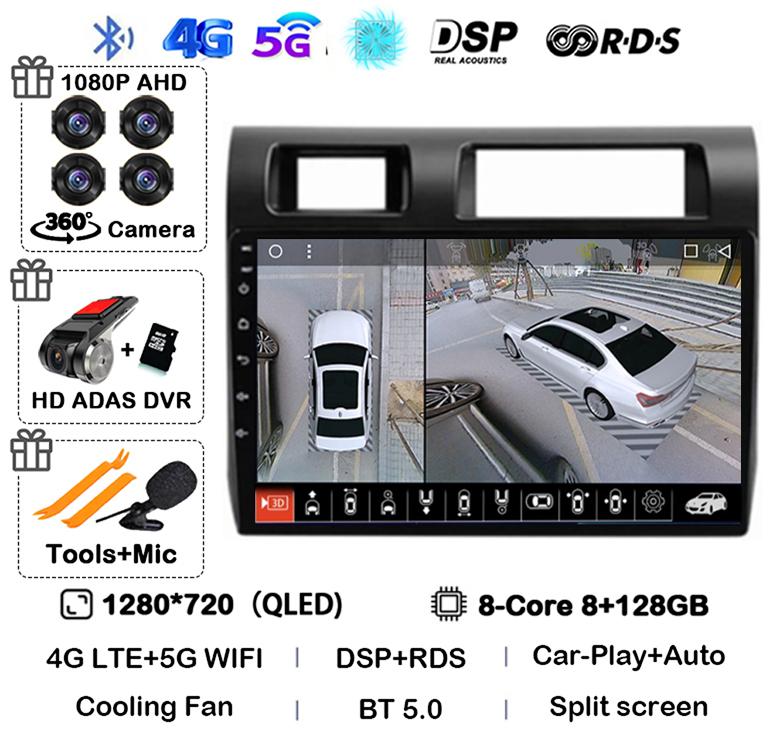 Android 14 Carplay Автомагнитола для Toyota Pickup Land Cruiser LC 70 79 Series 2007-2020 Мультимедийный Видеоплеер GPS Стерео BT