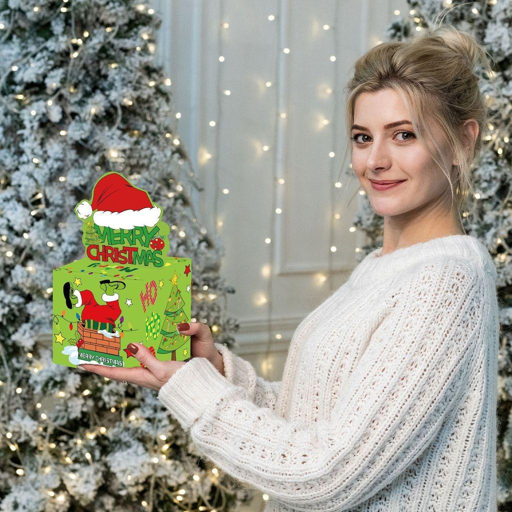 Themed Christmas Green Pattern Paper Surprise Box Holiday Props For Gift