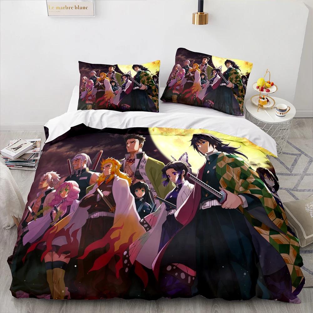 Demon Slayer Bedding Collection Single Twin Full Queen King Size Anime Kawaii Bed Collection Aldult Kid Bedroom Duvetcover Collections 3D