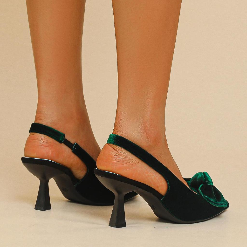 Женские босоножки большого размера на тонком каблуке с острым носком, летние повседневные босоножки на шпильке с бантом, однотонные туфли 36-42