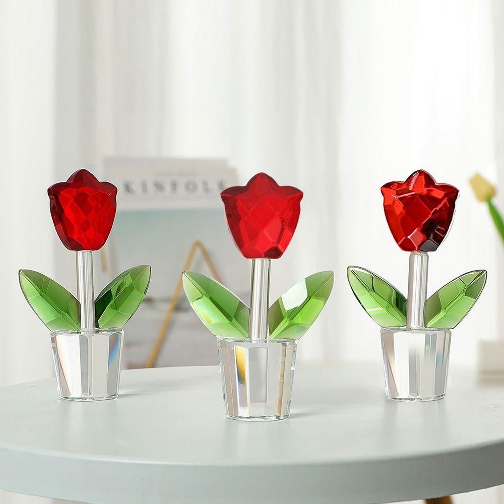 Резные хрустальные статуэтки подсолнуха, милая статуэтка букета тюльпанов, хрустальные украшения в виде тюльпанов, декор для стола