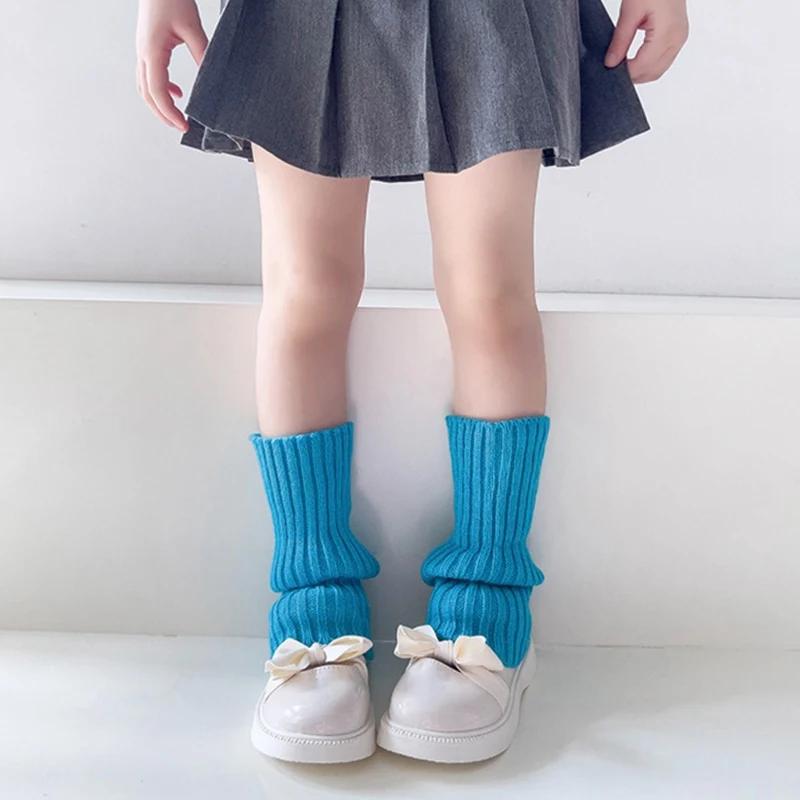 Sweet Girls Candy Color Korean Kids Leg Warmers Knitted Foot Cover Children Solid Autumn Winter Elastic Versatile Elephant Socks