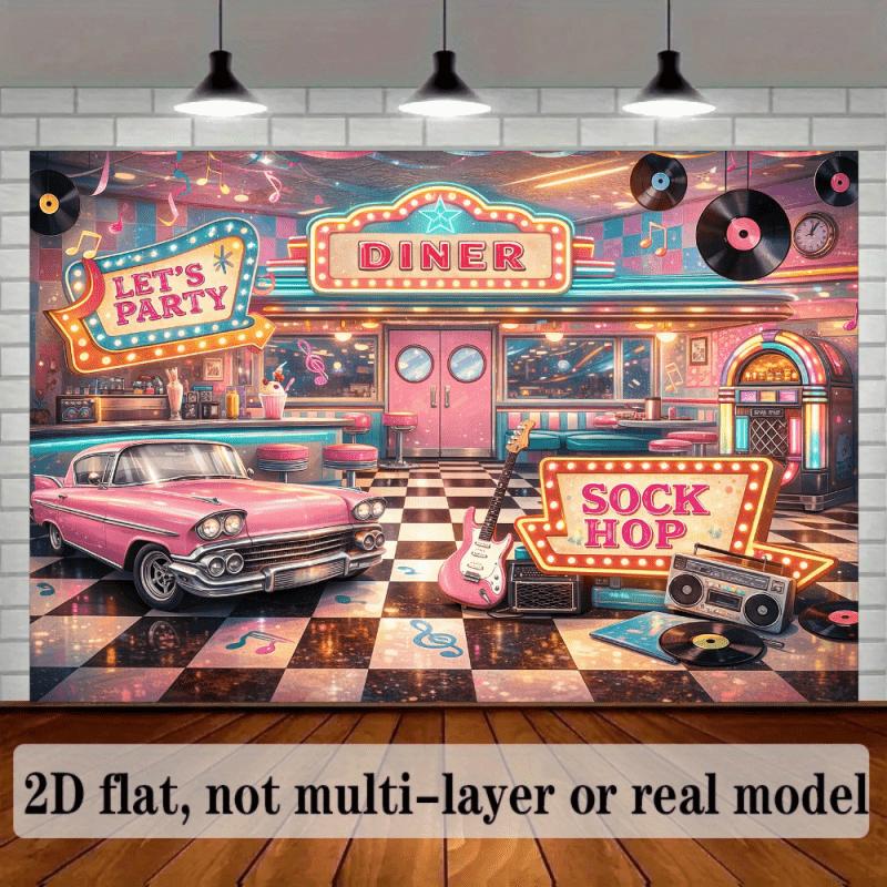 2D plane, 1 piece of retro 1950s disco background fabric, suitable for weddings and birthdays
