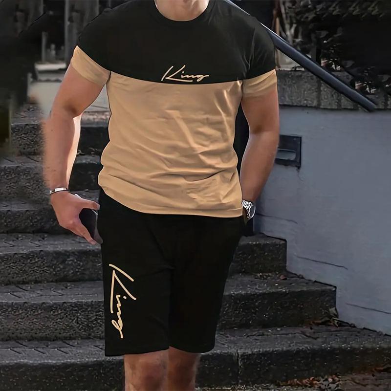 2025 New Men's Fashion Sportswear Summer Casual Wear Men's Short Sleeved T-shirt and Shorts Two-piece Set Basic Set